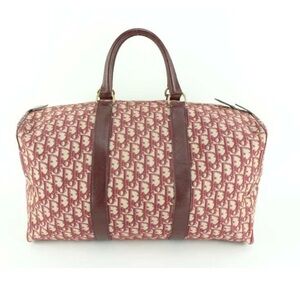 Dior Burgundy Dark Red Monogram Trotter Boston Duffle Bag